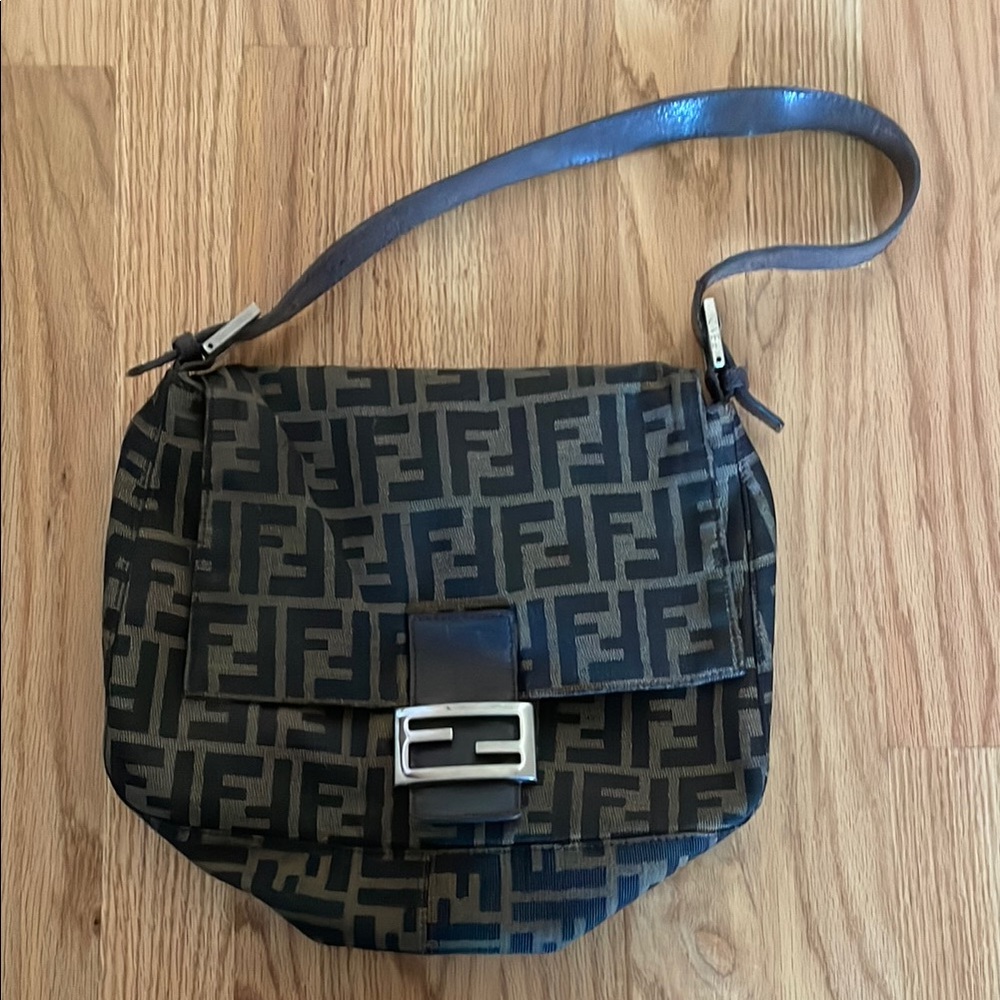 Fendi Brown and Black FF Logo Crossbody Bag